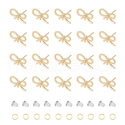 DICOSMETIC 16Pcs Bowknot Brass Stud Earrings DIY-DC0002-19-1