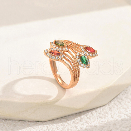 Brass Micro Pave Cubic Zirconia Finger Rings for Women JL0610-3-1