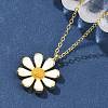 Brass White Enamel Flower Pendant Necklaces for Women NJEW-S449-07G-1