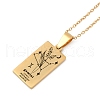 12 Constellation Stainless Steel Tarot Card Engraved Pendant Cable Chain Necklaces PW-WG94DCE-05-2
