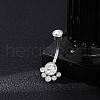 304 Stainless Steel Clear Cubic Zirconia Curved Barbell Belly Button Rings AJEW-D306-03P-02-1