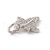 Brass Micro Pave Clear Cubic Zirconia Maple Leaf Charms ZIRC-F132-44P-3