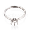 Rhodium Plated 925 Sterling Silver Solitaire Ring Settings STER-T008-17P-2