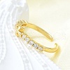 Brass Micro Pave Clear Cubic Zirconia Open Cuff Rings for Women RJEW-F179-07G-5