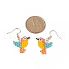 Glass Seed Braided Woodpecker Dangle Earrings EJEW-MZ00031-2