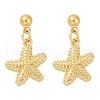 Shell Shape & Starfish & Dolphin & Fish Brass Dangle Stud Earrings EJEW-Z115-02G-4