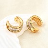 Brass Micro Pave Clear Cubic Zirconia Cuff Earrings EJEW-F370-37G-6
