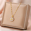 Sunflower Stainless Steel Clear Cubic Zirconia Pendant Necklaces for Women FS-WG5C110-01-2