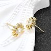 Brass Micro Pave Clear Cubic Zirconia Stud Earrings EJEW-H157-03G-02-3