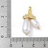 Rack Plating Brass Micro Pave Clear Cubic Zirconia with ABS Plastic Pearl Pendants KK-G515-57G-3