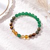 Natural Green Aventurine & Dragon Blood Jasper & Quartz Crystal & Tiger Eye Beaded Strech Bracelets for Women BJEW-JB11754-1