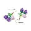 Flower with Cherry 304 Stainless Steel Glass Seed Beads Dangle Earrings EJEW-MZ00419-4