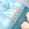 5Pcs 5 Styles Natural Freshwater Shell with Metal Star Slice Charm Bracelets BJEW-JB11688-3