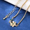 Brass Micro Pave Cubic Zirconia Birthday Flower Link Bracelets BJEW-U031-01G-05-3