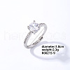 Mother's Day Rings Flat Round Platinum Brass Adjustable Ring with Cubic Zirconia EG7863-6-1