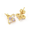 Flower with Evil Eye Real 18K Gold Plated Brass Stud Earrings EJEW-L269-101G-03-2