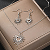 Heart Sun 304 Stainless Steel Pendant Necklaces & Dangle Earrings Sets FS-WGE9EFA-02-1