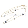 304 Stainless Steel Blue & White Enamel Evil Eye Link Chain Long Necklaces NJEW-V001-02G-4