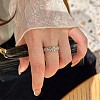 Rhombus Pattern 925 Sterling Silver with Crystal Rhinestone Finger Rings FS-WG922B2-02-3