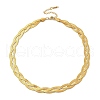 304 Stainless Steel Interlocking Triple Herringbone Chain Necklace for Men Women NJEW-H167-01G-2
