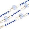 Brass Hexagonal Column Glass Seaded Beaded & Resin Round Beaded Link Chains CHC-G026-01E-1