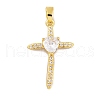 Rack Plating Brass Micro Pave Clear Cubic Zirconia Pendants KK-K367-16G-1
