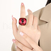 Rectangle 304 Stainless Steel with Glass Finger Rings FS-WG61EEA-07-3