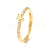 Clear Cubic Zirconia Initial Letter Adjustable Ring RJEW-C052-01G-F-1