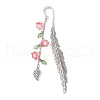 4Pcs 4 Colors Alloy Feather Bookmarks AJEW-TA00024-3