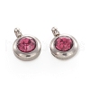 Trendy Original Color 304 Stainless Steel Grade A Rhinestone Flat Round Charm Pendants RB-M030-06B-1