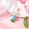 Flower Glass Pearl & Seed Beads Pendant Decorations HJEW-MZ00274-02-1