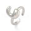 Brass Letter Open Cuff Rings for Women RJEW-G313-01C-P-1