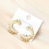 C-Shaped 304 Stainless Steel Micro Pave Clear Cubic Zirconia Stud Earrings EJEW-D315-08G-1