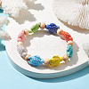 Beach Tortoise Handmade Procelain & Wood Round Beaded Stretch Bracelets BJEW-JB10299-01-2