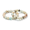 Natural Amazonite Beaded Stretch Bracelets BJEW-D446-D-31-1