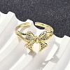 Brass Micro Pave Cubic Zirconia Cuff Rings RJEW-D322-06G-2