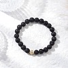 Natural Lava Rock Round Beads Stretch Bracelets BJEW-JB11829-1