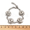 304 Stainless Steel Flower Link Chain Bracelets for Women BJEW-A033-03P-5