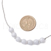 Round Natural Chalcedony Imitation Aquamarine Beaded Necklace & Bracelet & Dangle Earring Sets SJEW-JS01336-10