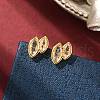 Double Horse Eye Brass Micro Pave Clear Cubic Zirconin Stud Earrings EJEW-D318-06G-2