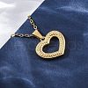 Hollow Heart 304 Stainless Steel Pendant Necklaces NJEW-M096-13G-5