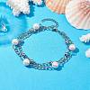 8mm Round Shell Pearl Bead Multi-Strand Bracelets BJEW-JB10315-2