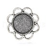 Vintage Adjustable Iron Finger Ring Components Alloy Flower Cabochon Bezel Settings X-PALLOY-O039-25AS-3