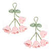 2Pcs Crochet Lily of The Valley Polyester Car Hanging Pendant HJEW-FG0001-14B-1