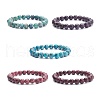 Natural Labradorite Round Beaded Stretch Bracelet BJEW-JB07906-1