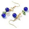 304 Stainless Steel Glass Blueberry Dangle Earrings EJEW-JE06251-02-5