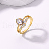 Brass Micro Pave Cubic Zirconia Double Layer Finger Rings IQ6889-5-5