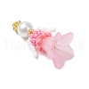 Glass Seed Beaded Flower Figurine Pendants PALLOY-MZ00686-4