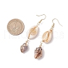 3Pairs Brass & Shell Dangle Earrings EJEW-JE06323-3