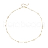 Brass Pave Clear Cubic Zirconia Flat Round Cross Link Chain Necklaces with 304 Stainless Steel End Chains NJEW-JN05335-4